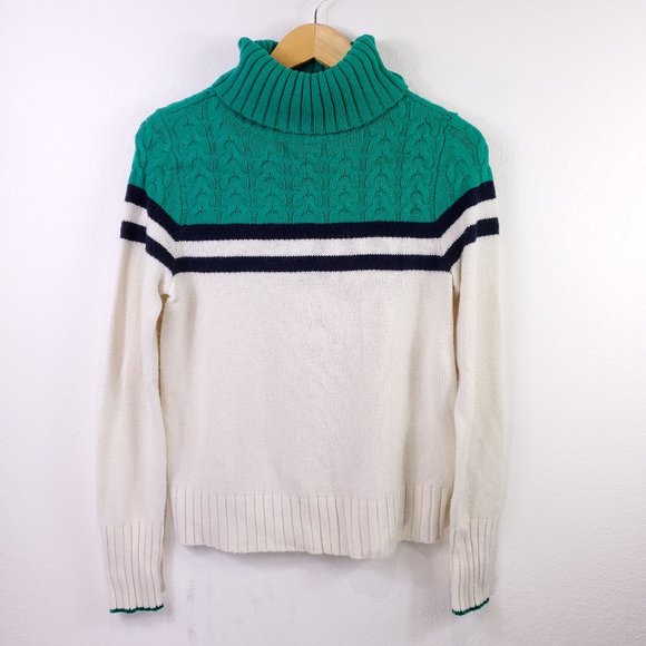 1901 Sweaters - 1901 Teal Black White Merino Wool and Alpaca Cable Knit Sweater